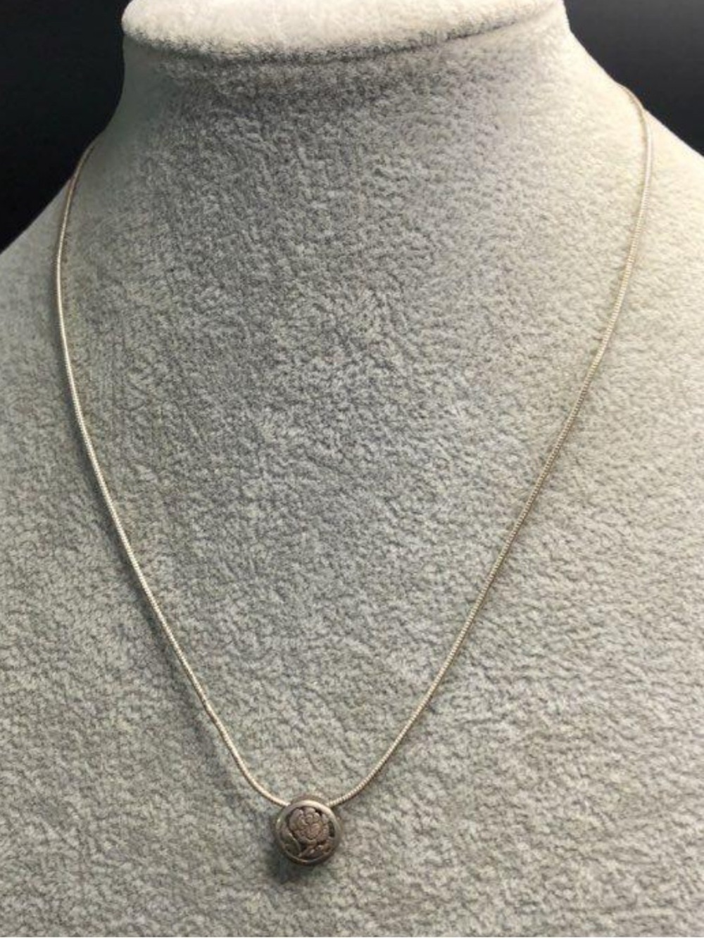 Sterling Rose Pendant on Serpentine Chain